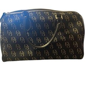 Dooney & Bourke Black and Gold Classic Satchel Hand Bag With Matching Wallet